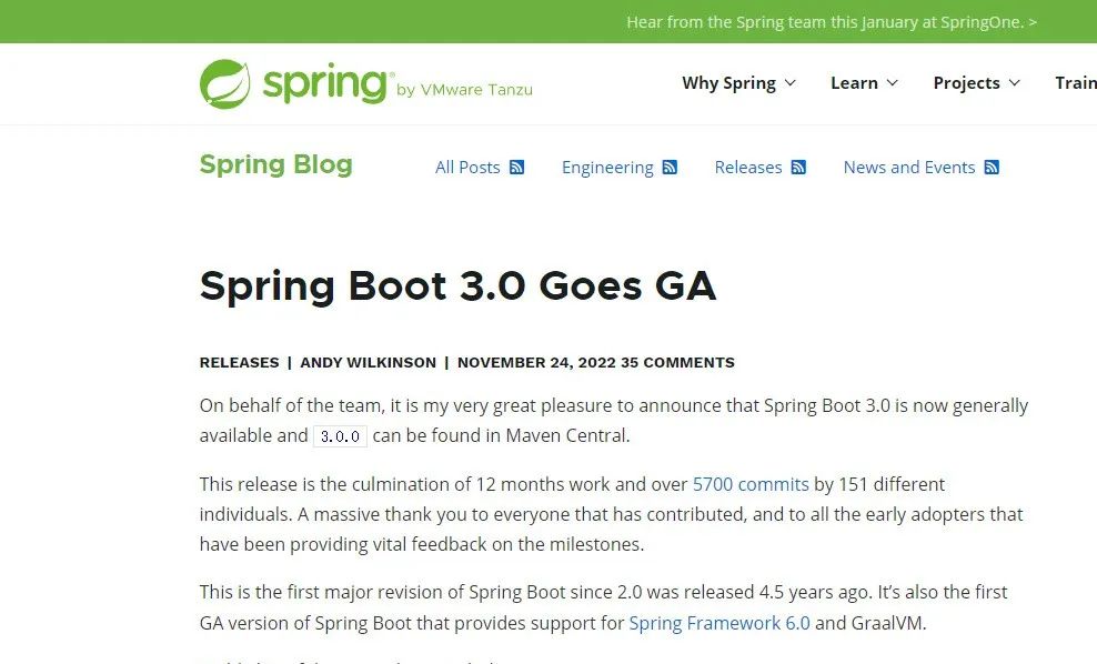 SpringBoot 3.0正式发布，有这几个新变化！