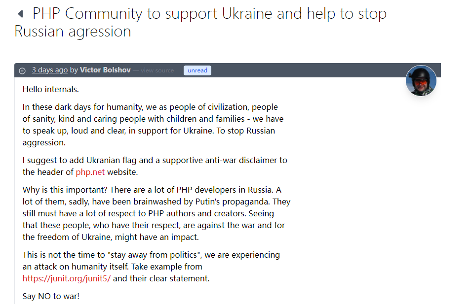 PHP 社区拒绝在俄乌冲突中“站队”