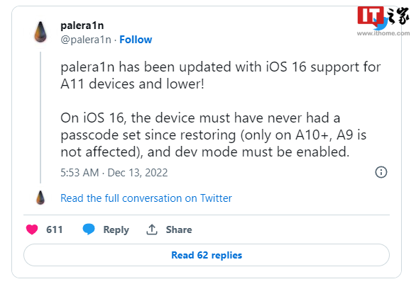 黑客发布兼容苹果 iOS 15 和 iOS 16 的越狱工具